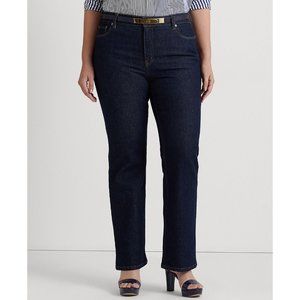 Lauren Ralph Lauren Women's Plus Size High-Rise Boot Jeans Rinse Wash B4HP
